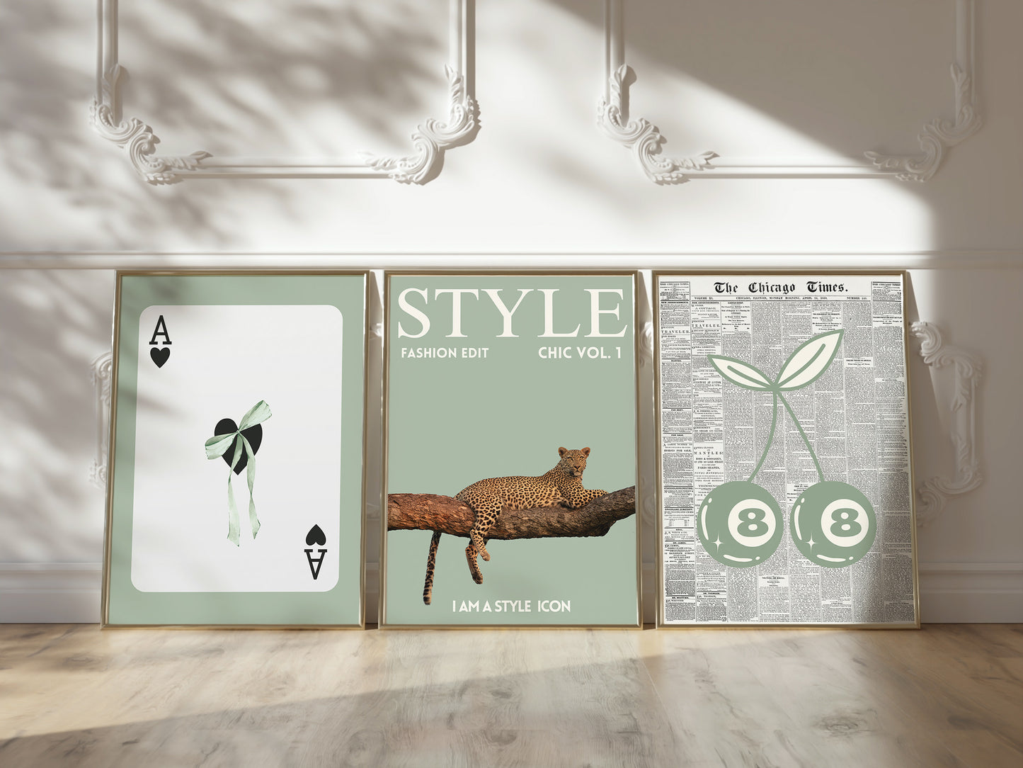 Sage Green Stockholm Art Prints Set Of 3 Room Decor | Digital Print
