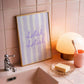 Lilac Splish Splash Striped Bathroom Print - Digital Print