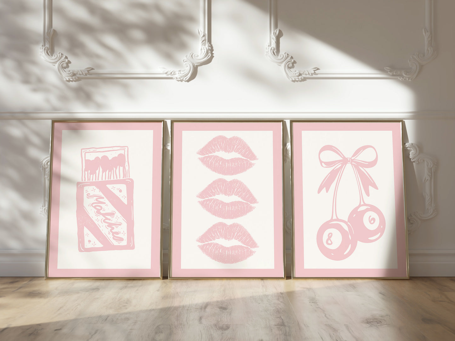 Pink Coquette Art Set of 3 - Trendy Gallery Wall Prints - Digital Print