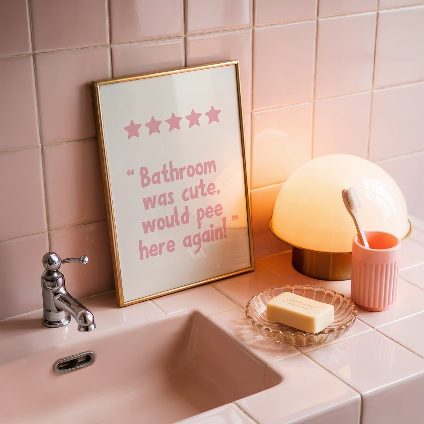 Pink Trendy 5 Star Review Art - Digital Print