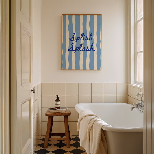 Blue Striped Splish Splash Art Print