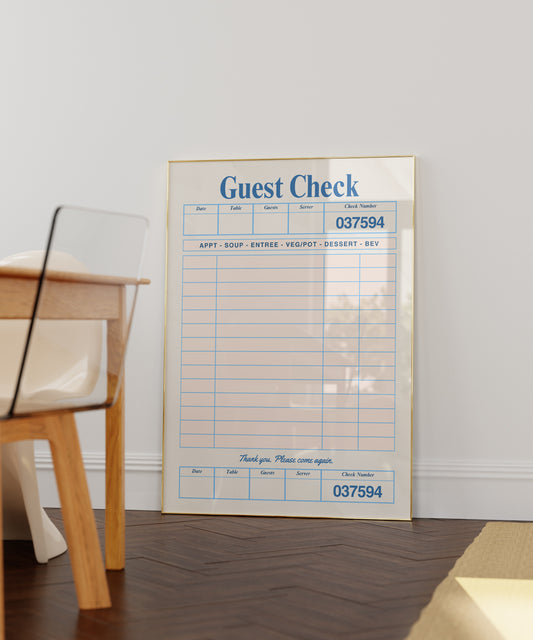 Vintage Retro Diner Guest Check