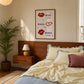 Set of three prints featuring "How lucky are we" with a horseshoe, "This is my happy place" in red stripes, and "Besos, Bisous, Beijos" with illustrated lips
