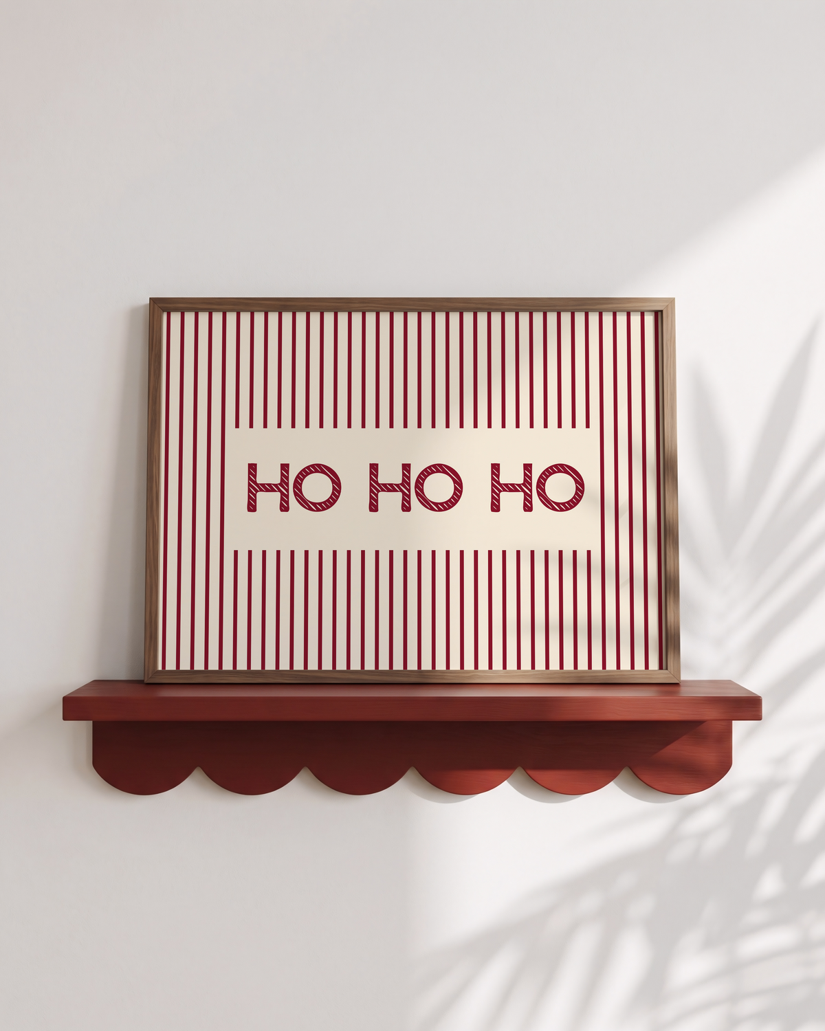 Ho Ho Ho Print | Red Pinstripe Christmas Wall Art