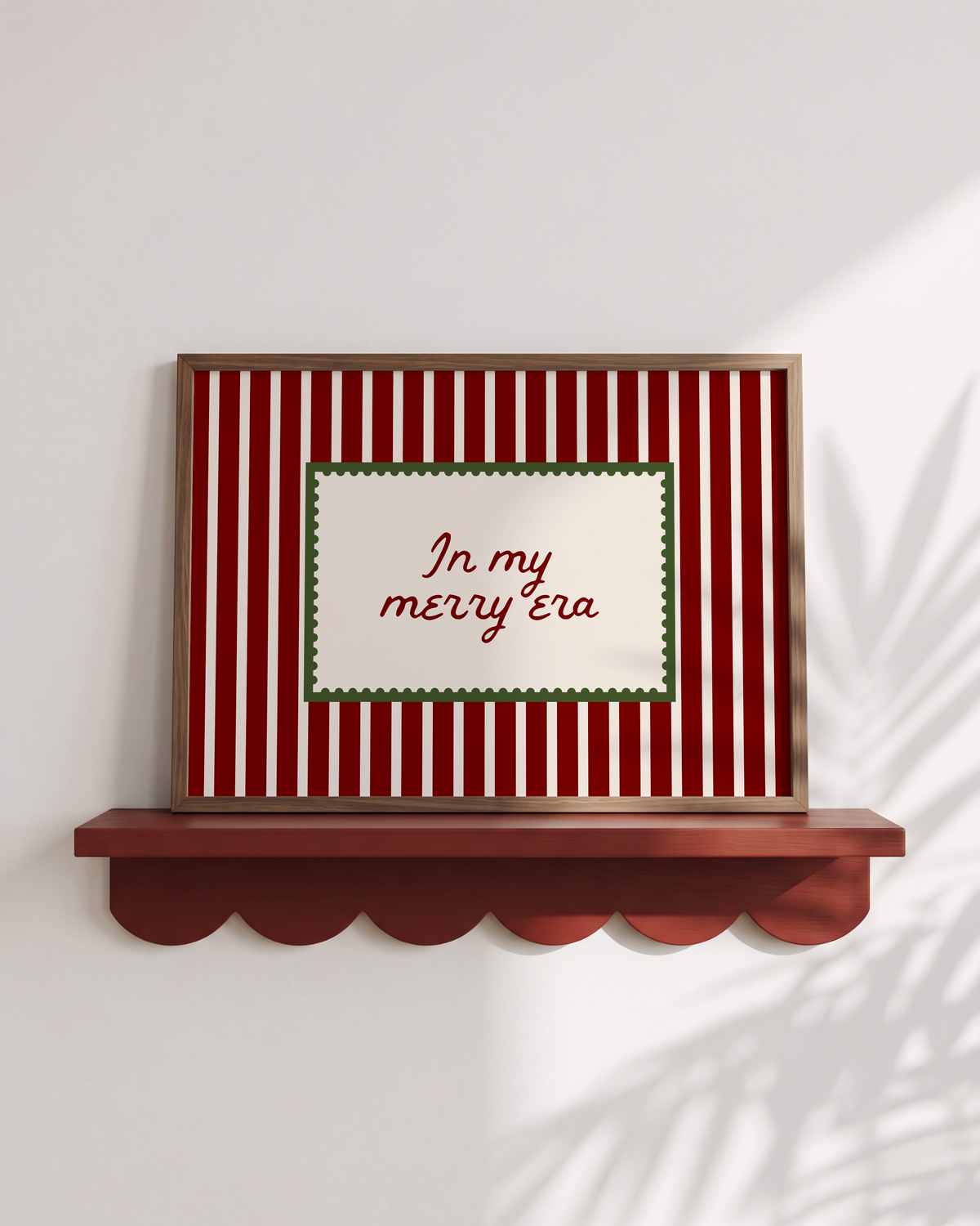 In My Merry Era | Red Striped Christmas Stamp Print