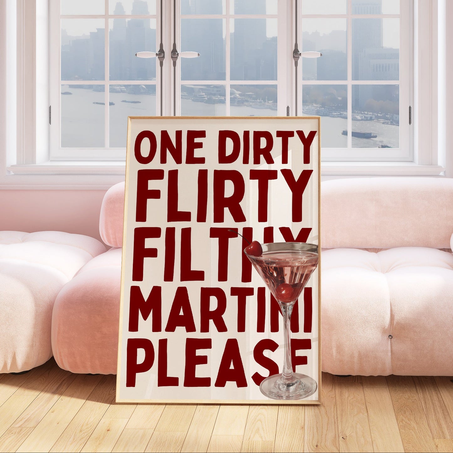 Cherry Martini with text " One dirty flirty filthy martini please"