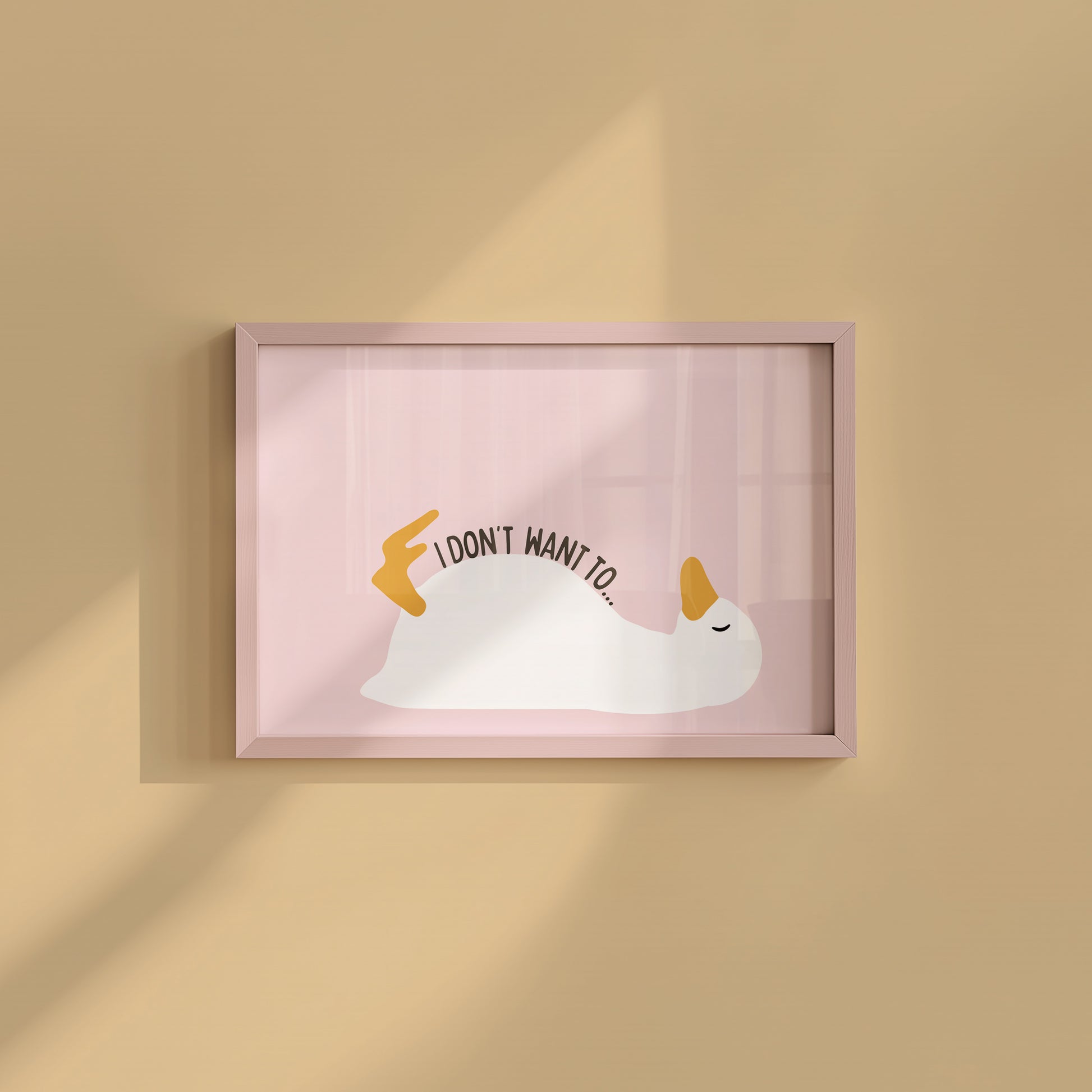Cute Duck Laying Down With Text " I don't want to "