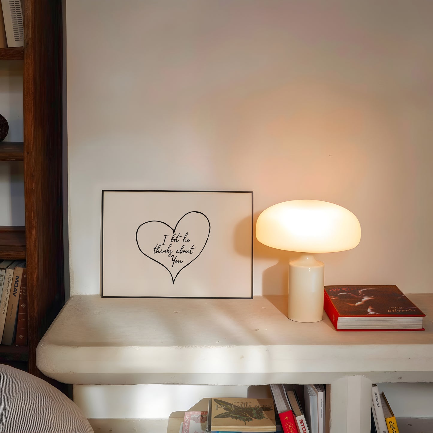 I Bet He Thinks About You Minimalist Heart Print - Digital Print