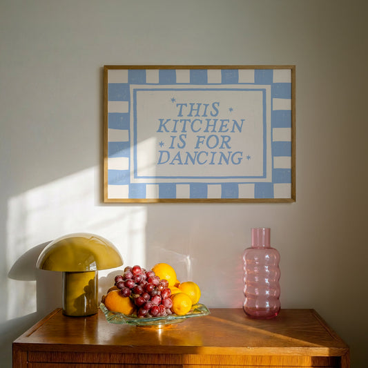 This Kitchen Is For Dancing — Blue Checkered Print
