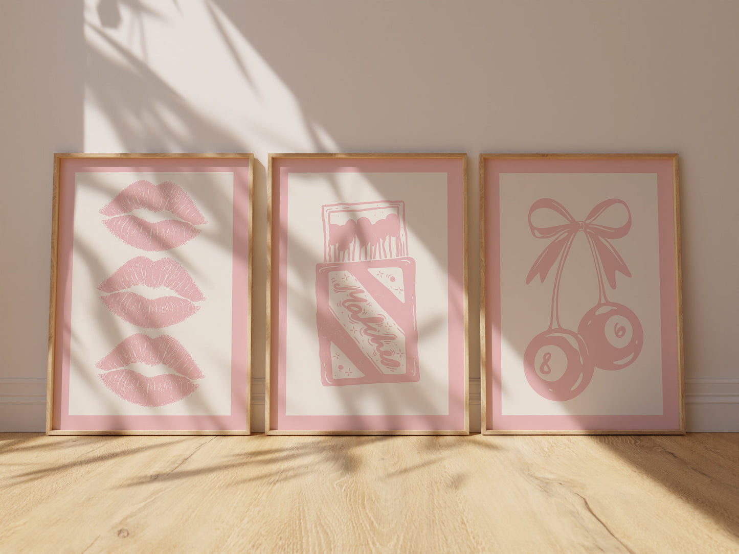 Pink Coquette Art Set of 3 - Trendy Gallery Wall Prints - Digital Print
