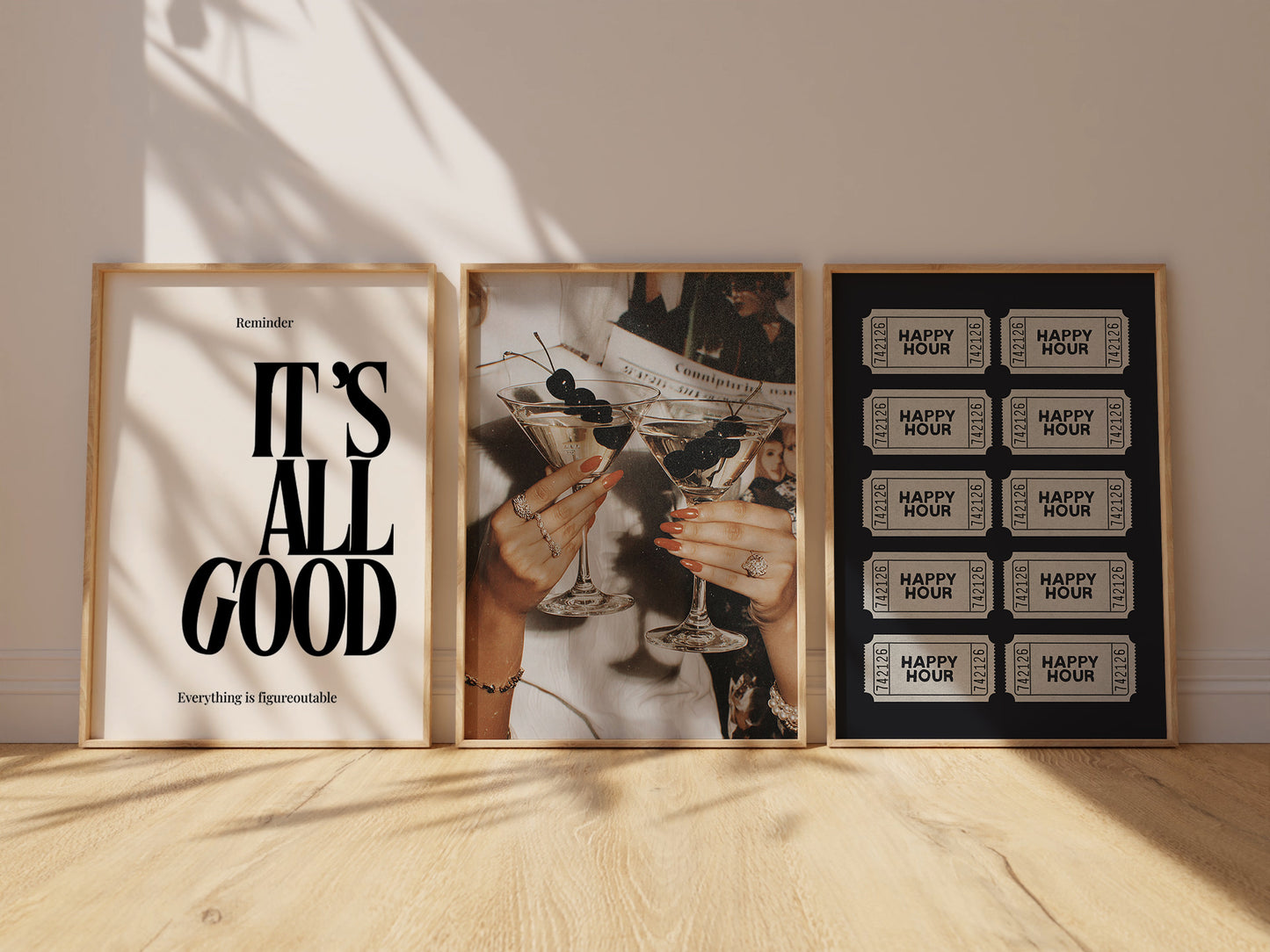Cocktail Gallery Set of 3 — Bar Cart & Kitchen Wall Art
