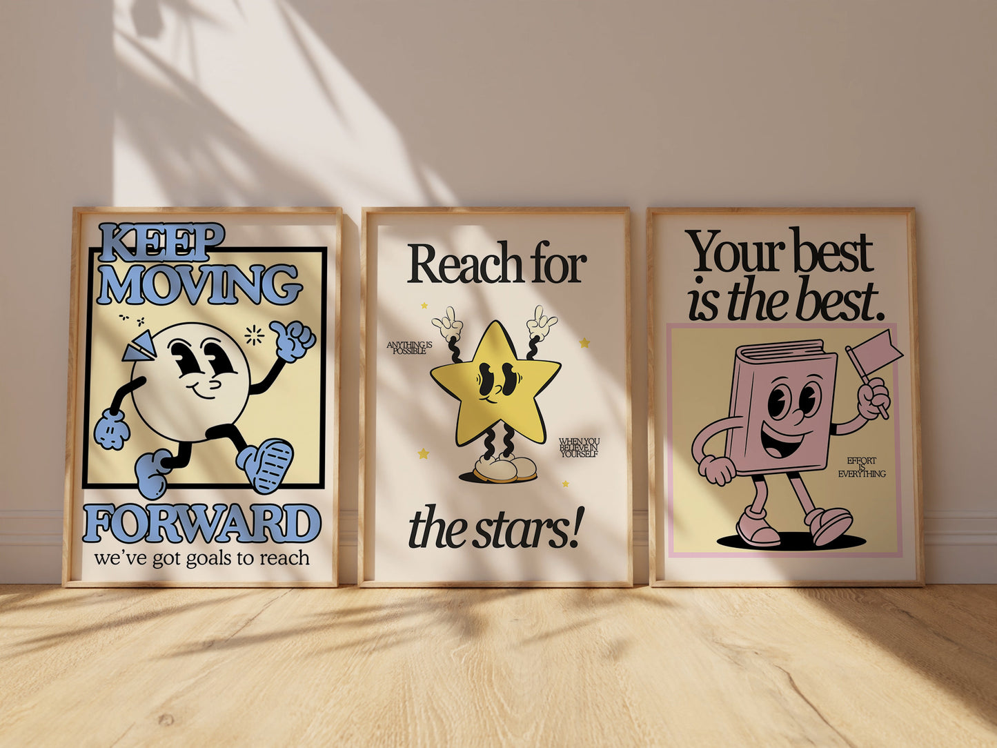 Retro Motivational Set of 3 — Classroom Wall Art Prints