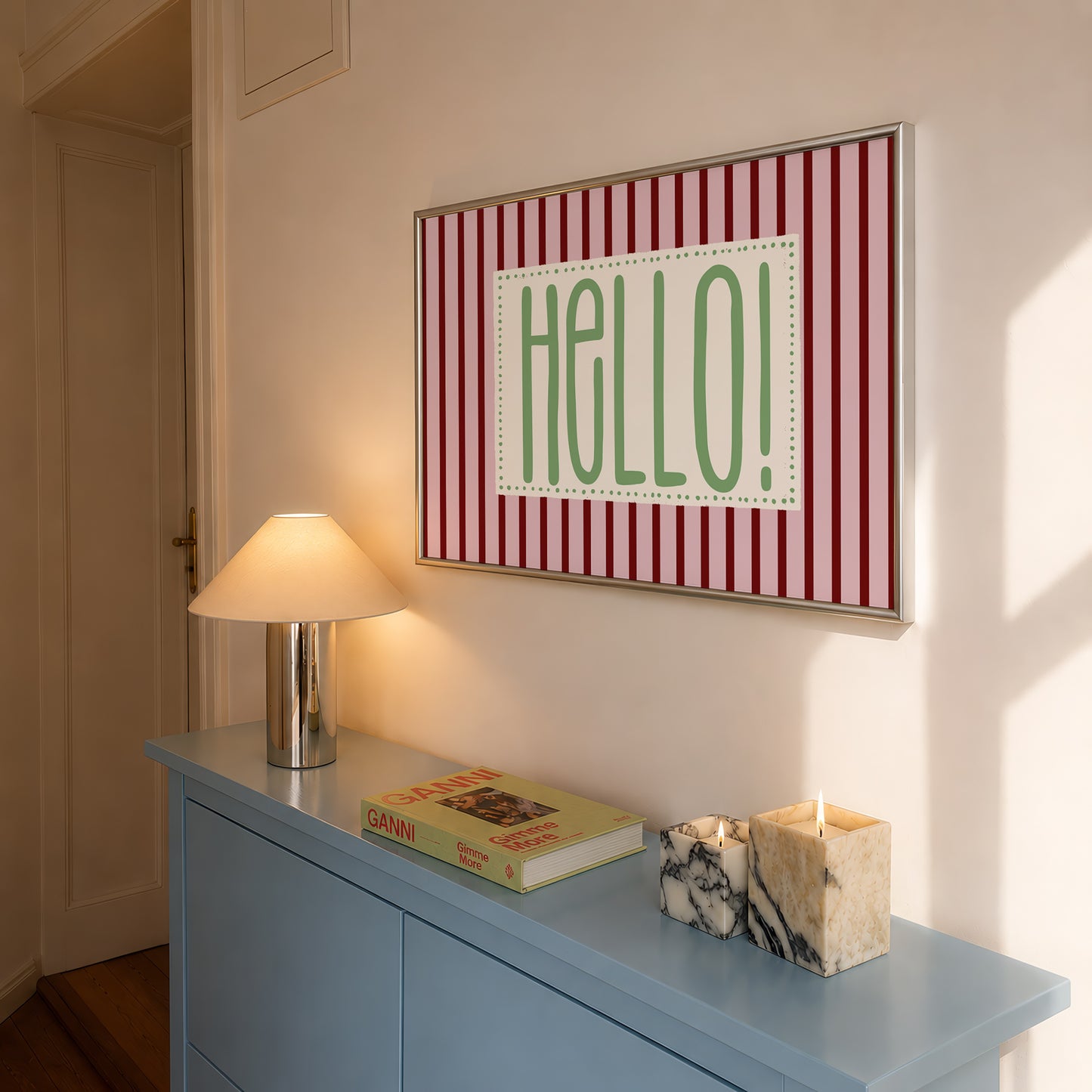 Hello! Retro Stripe Print