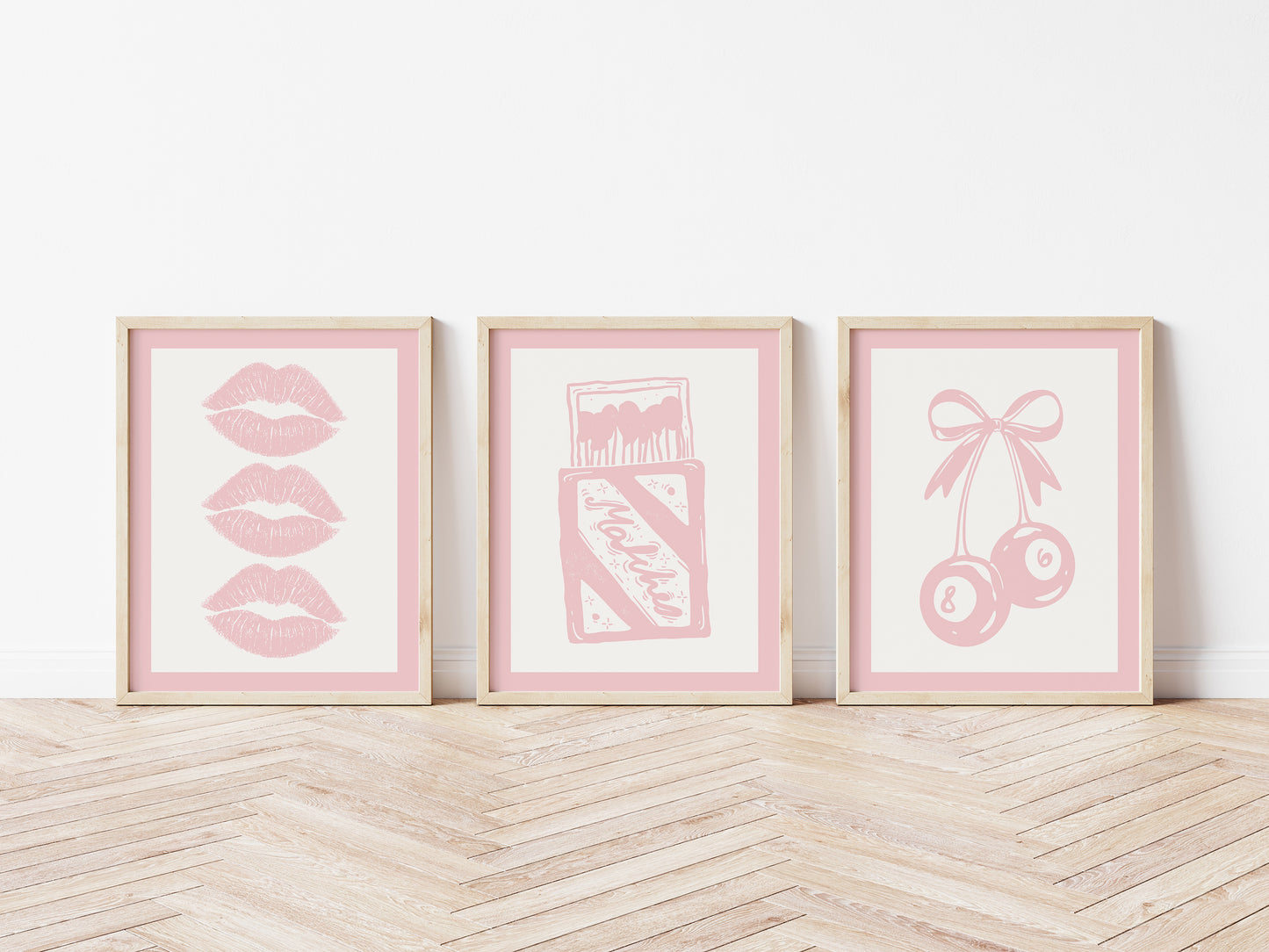 Pink Coquette Art Set of 3 - Trendy Gallery Wall Prints - Digital Print