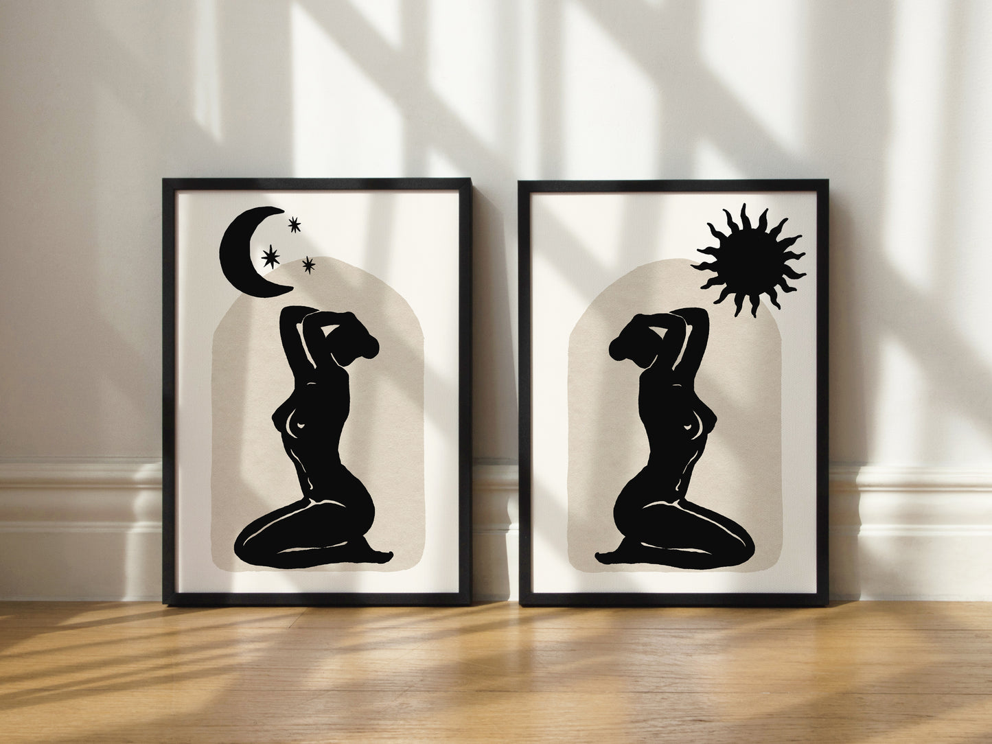 Celestial Sun & Moon Goddesses Art Set