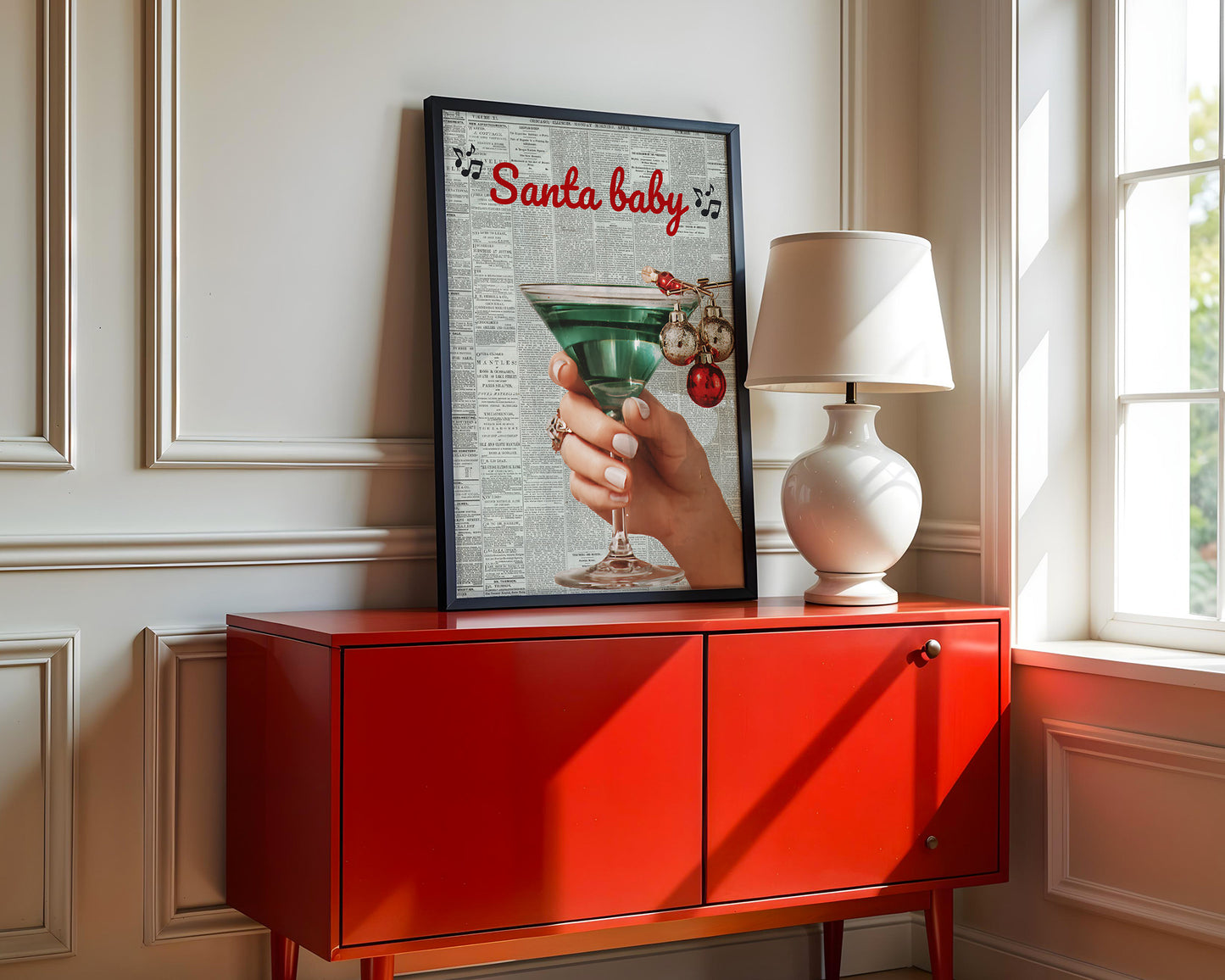 Santa Baby Retro Christmas Art - Digital Print