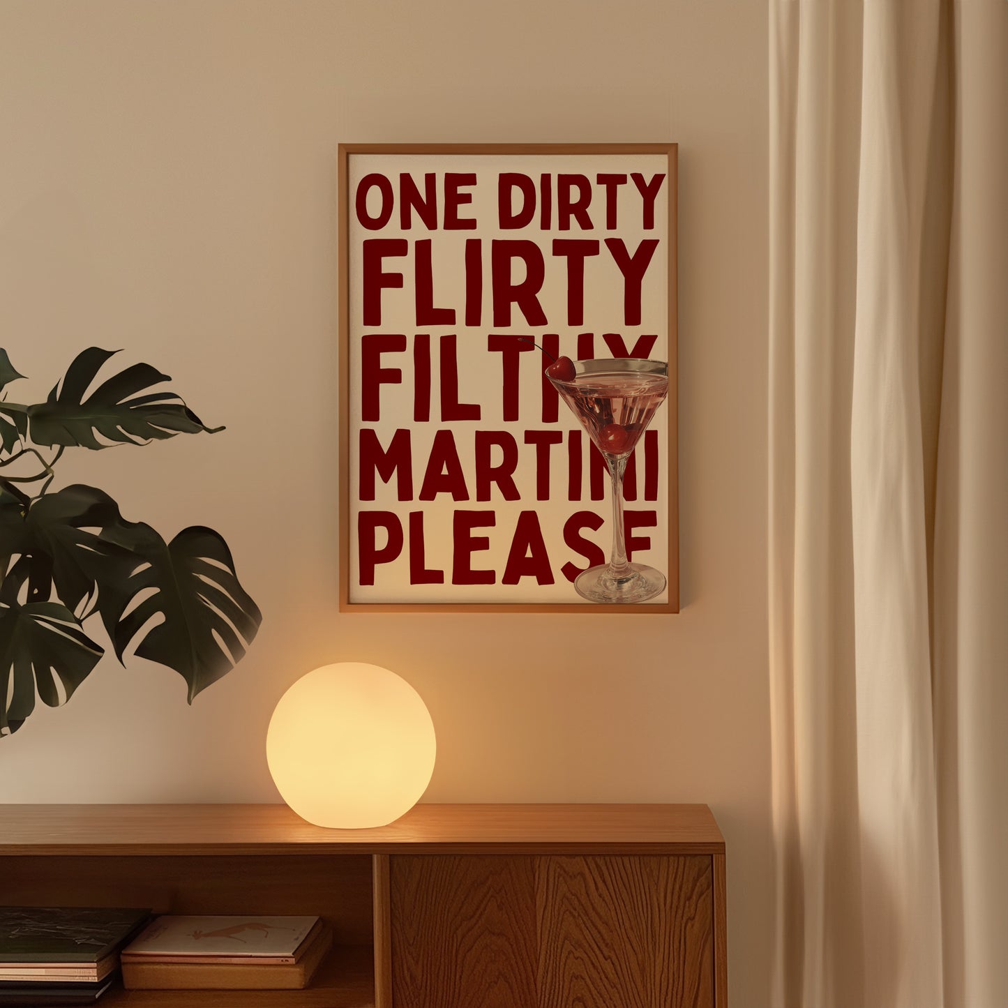 One Dirty Flirty Filthy Martini | Cherry Martini | Digital Print