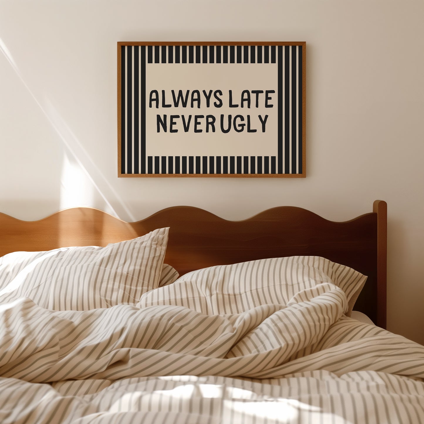 Always Late Never Ugly Modern Striped Art - Digital Print