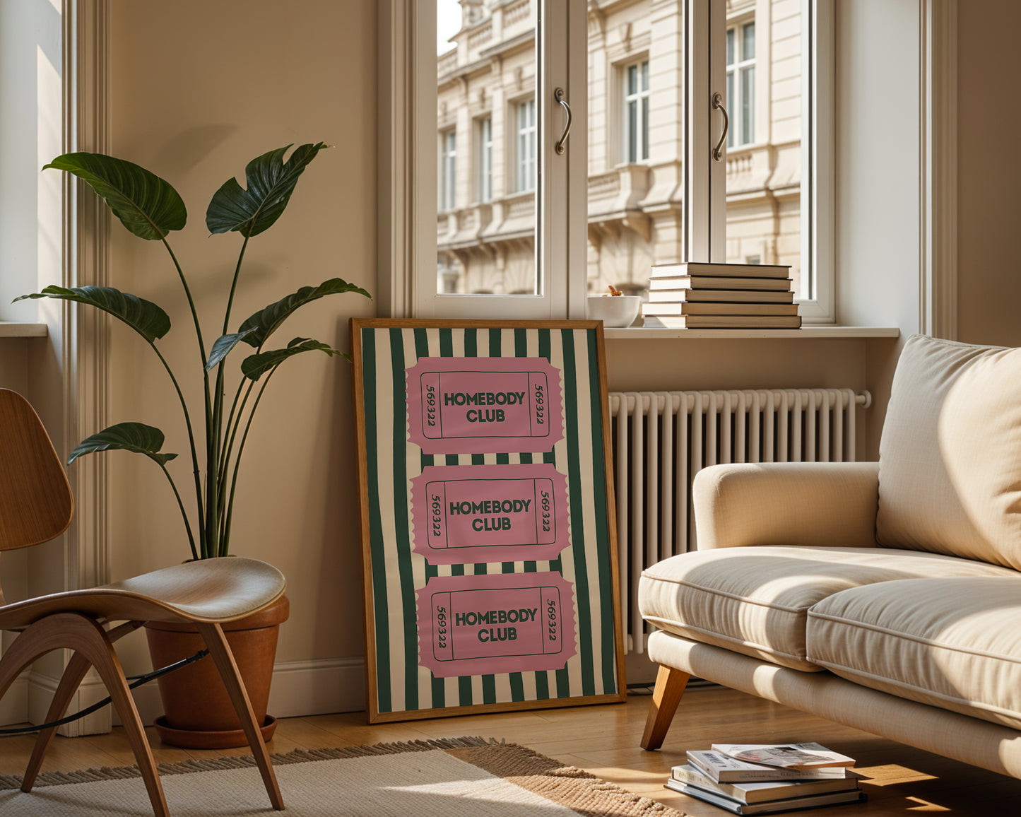 The Homebody Club Pink & Green Striped Art - Digital Print
