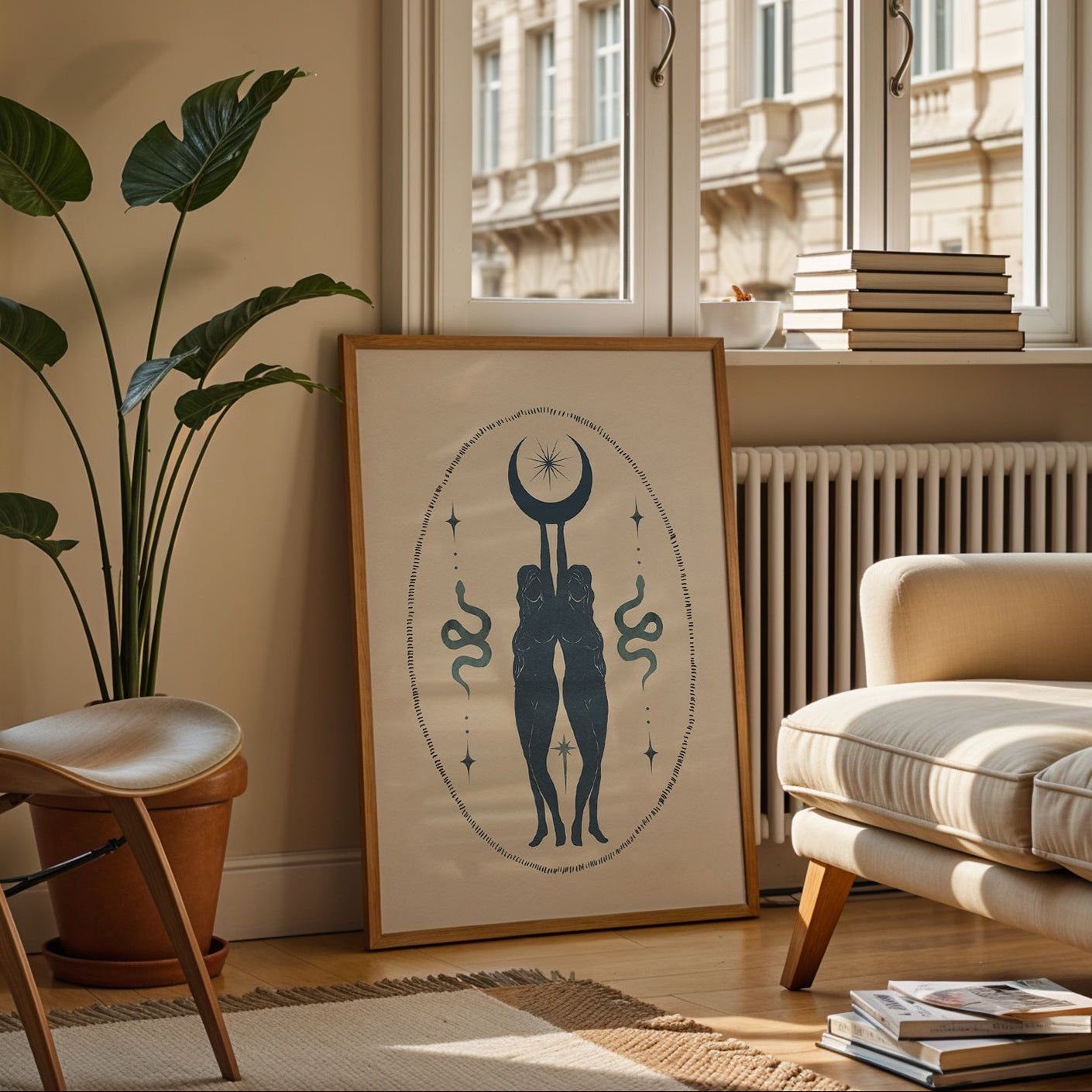 Celestial Sisters Blue Print - Digital Print