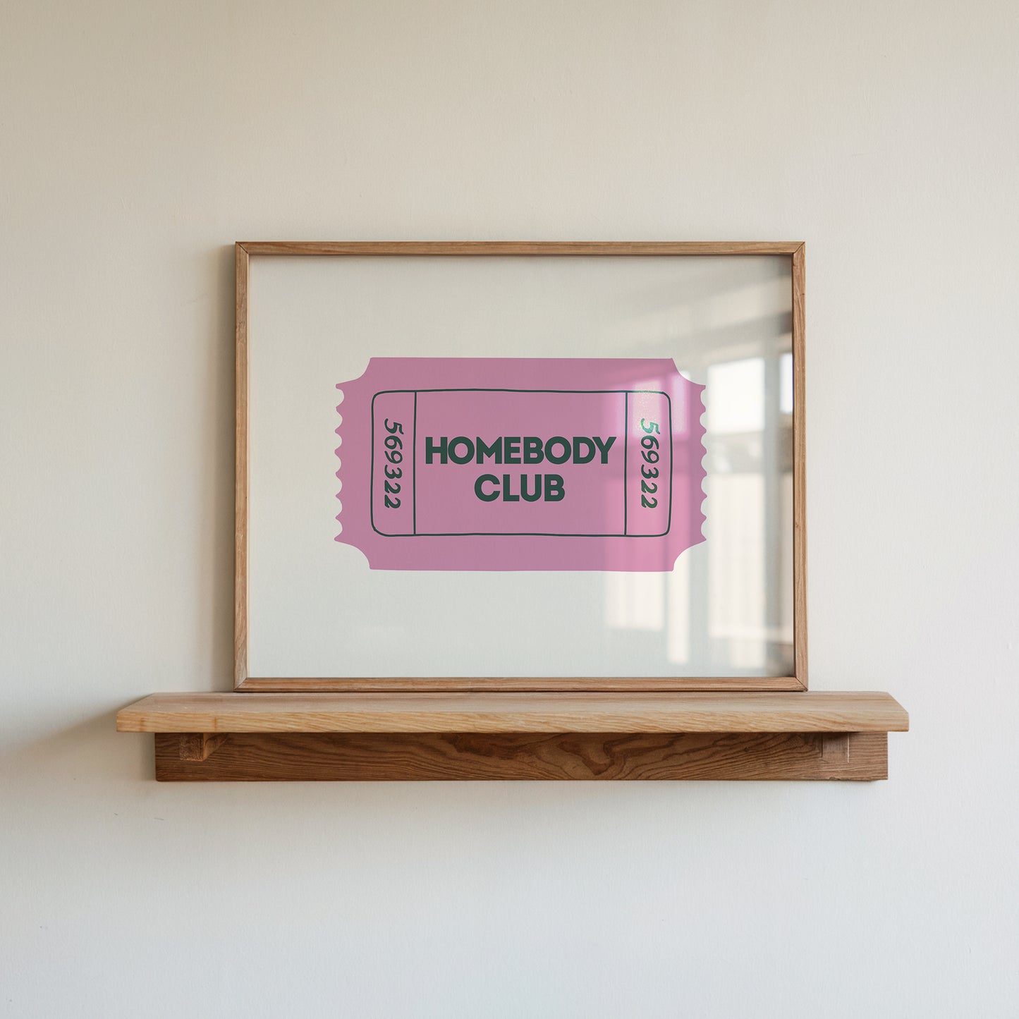 The Homebody Club Retro Ticket Sign - Digital Print ( Horizontal )