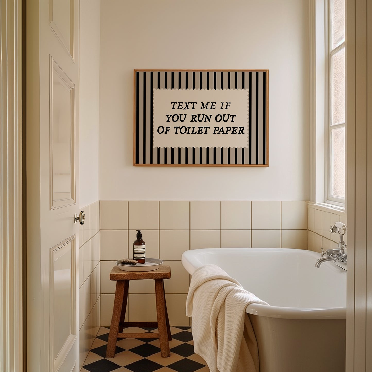 Text Me If You Run Out Of Toilet Paper Striped Print - Digital Print