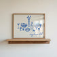 Blue Cozy Dinner Club Art - Digital Print