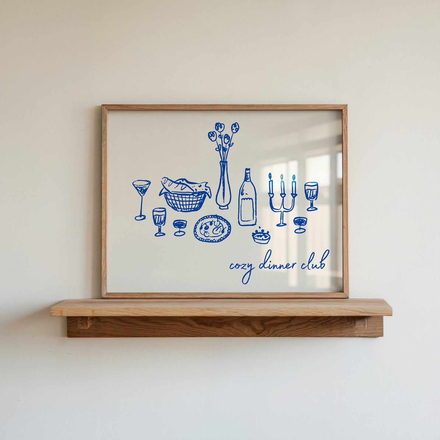 Blue Cozy Dinner Club Art - Digital Print