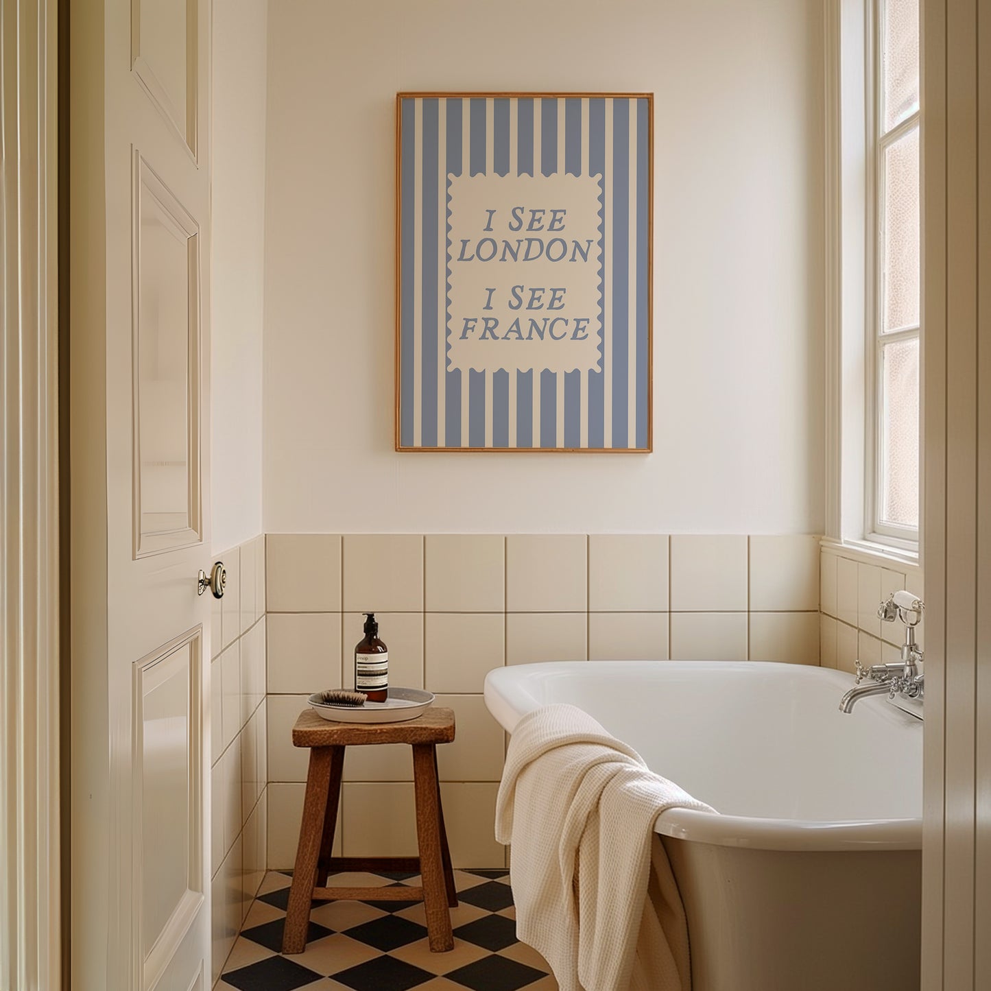 Splish Splash Striped Bathroom Print - Digital Print