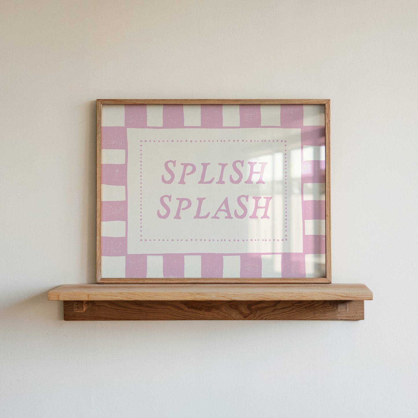 Splish Splash Pink Checkered Bathroom Print - Digital Print