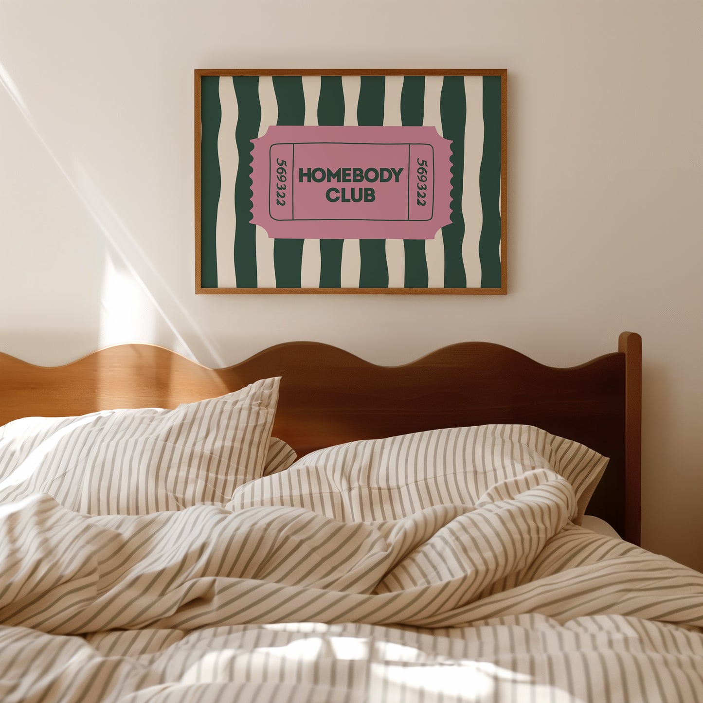Striped The Homebody Club Retro Ticket Sign - Digital Print ( Horizontal )