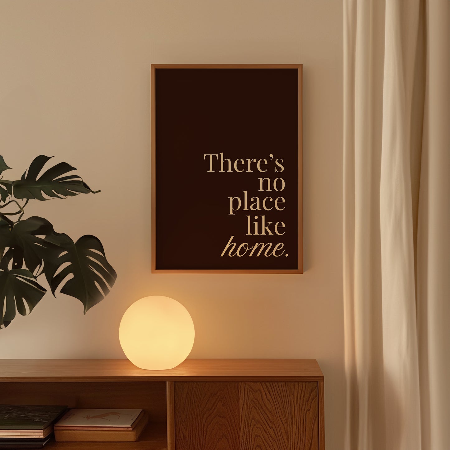 There's No Place Like Home Brown Minimalist Typography - Digital Print