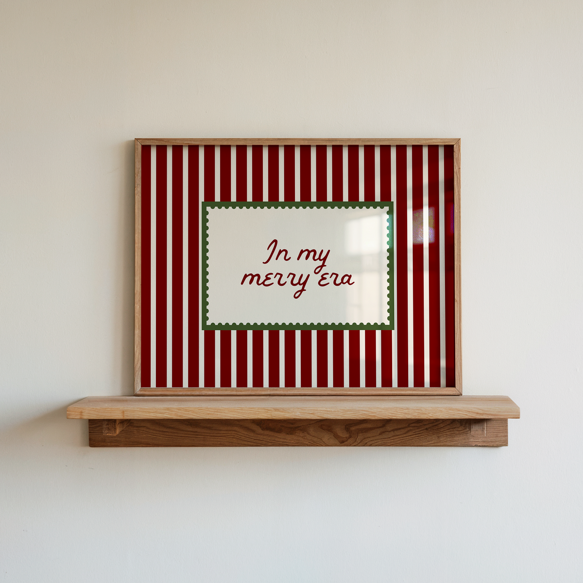 In My Merry Era | Red Striped Christmas Stamp Print