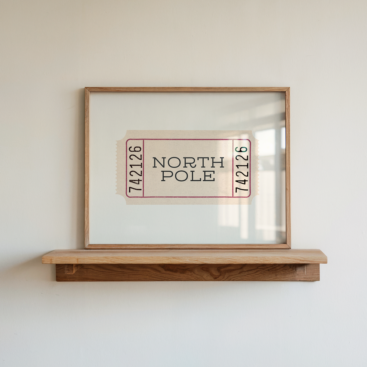 North Pole Ticket Print | Vintage Cream