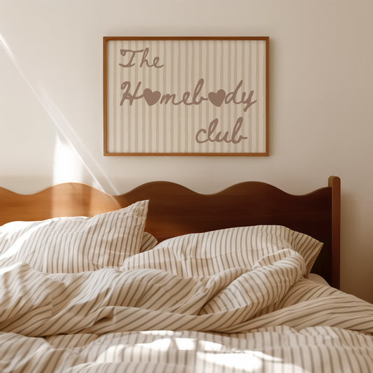 The Homebody Club Beige Striped Print - Digital Print
