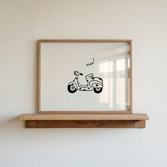 Ciao! Vespa Hand Drawn Art - Digital Print
