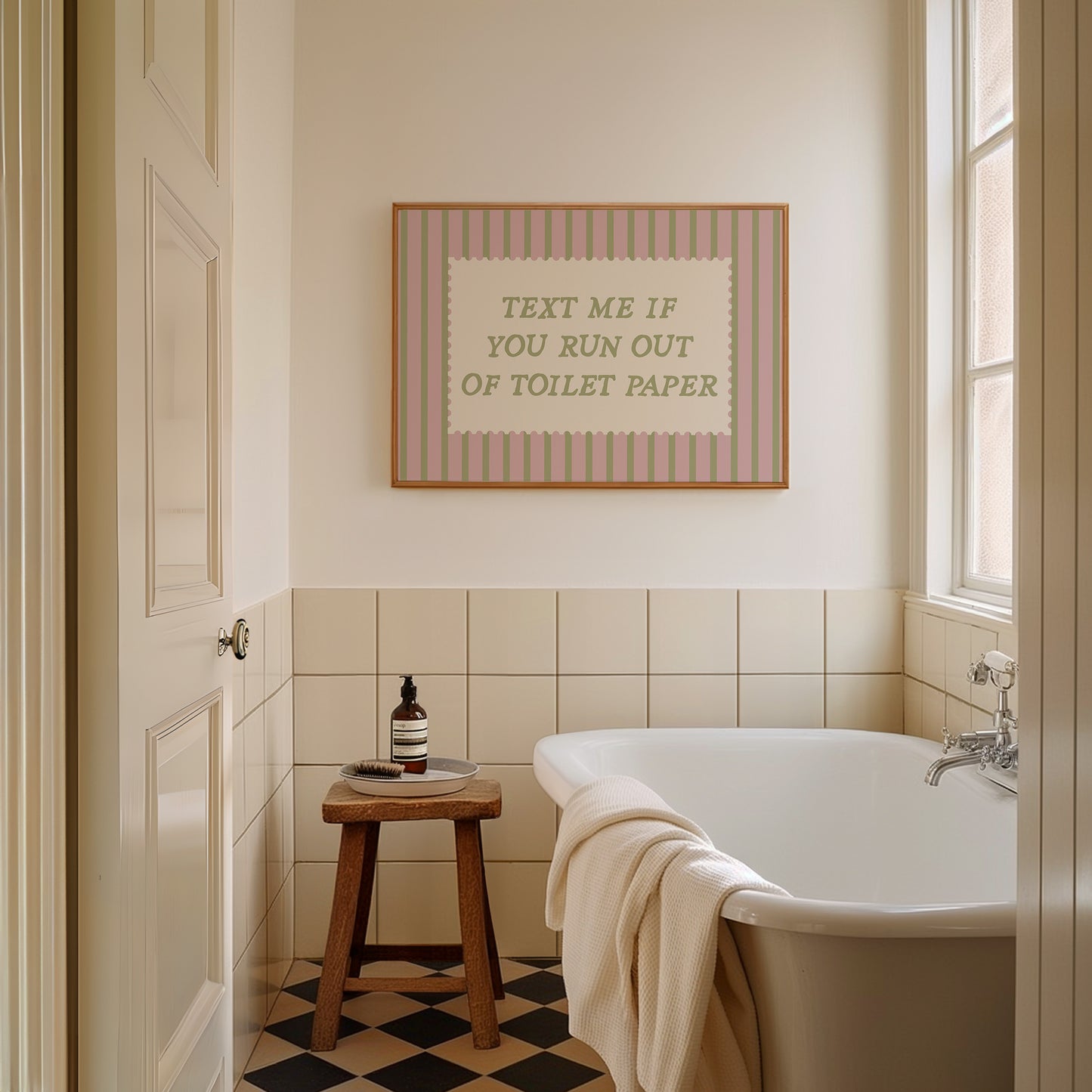Text Me If You Run Out Of Toilet Paper Striped Print - Digital Print