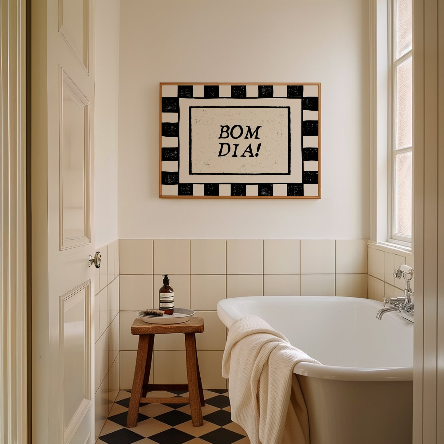 Bom Dia Checkered Art - Digital Print ( Horizontal )
