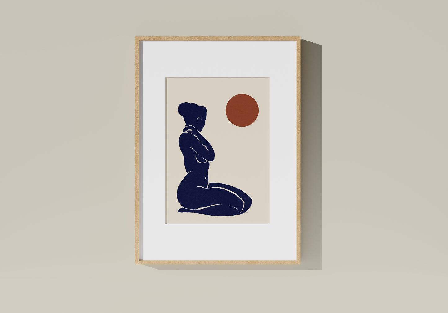 Japandi Style Blue Moon Goddess Art Print