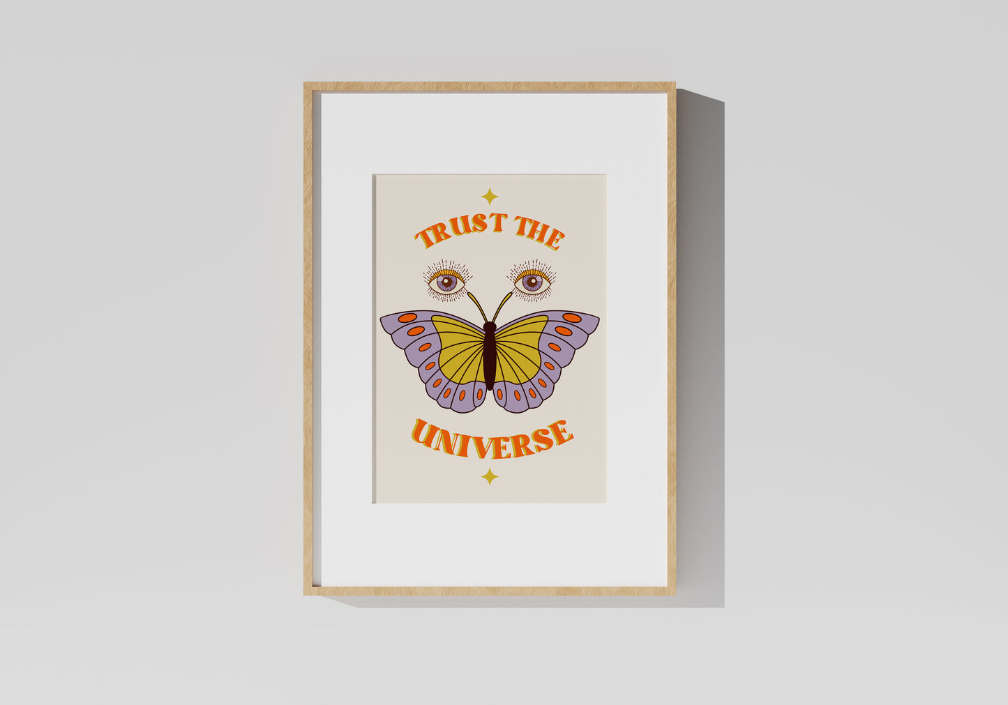 Retro Butterfly Art Print, Trust The Universe Quote