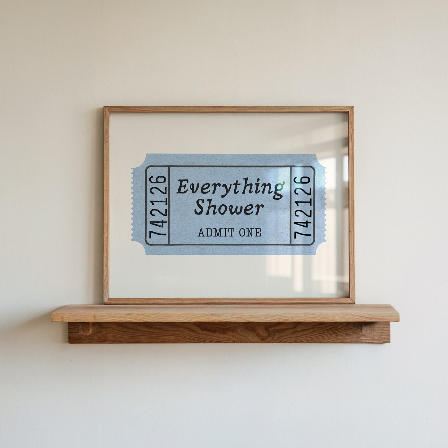 Everything Shower Retro Ticket Bathroom Sign - Digital Print ( Horizontal )