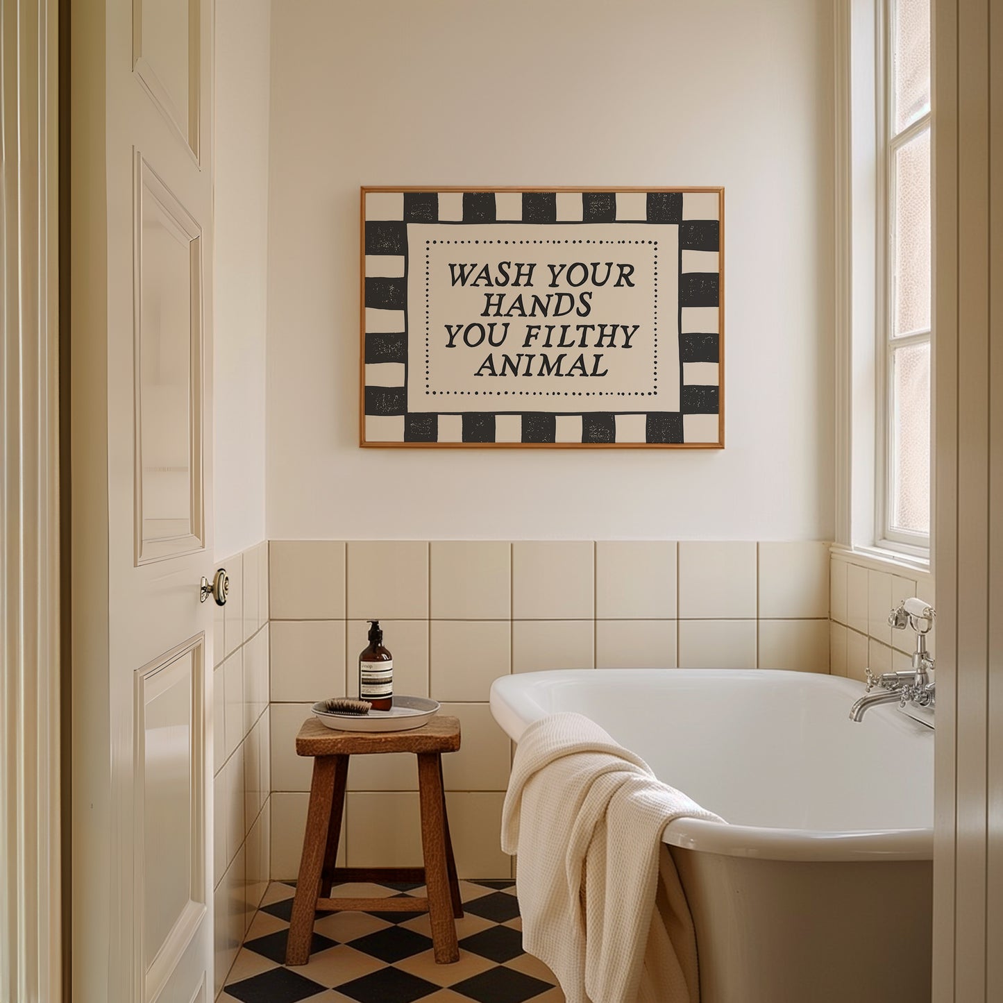 Wash Your Hands You Filthy Animal Bathroom Sign - Digital Print