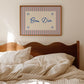 Bom Dia Pink Striped Horizontal Art - Digital Print