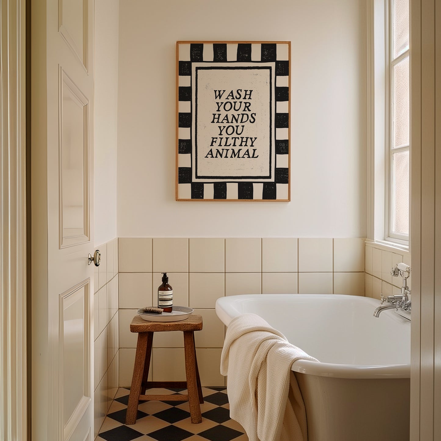 Wash Your Hands You Filthy Animal Bathroom Sign - Digital Print