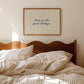 These Are The Good Old Days sage green wavy stripe horizontal print in wood frame — aesthetic bedroom wall decor