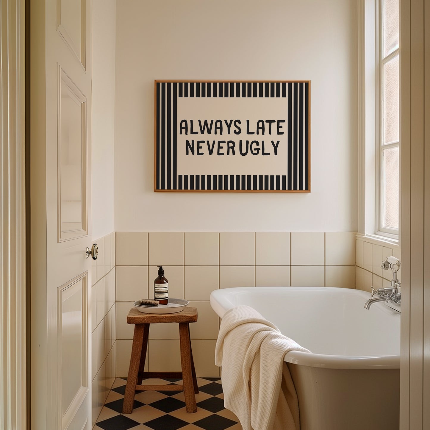 Always Late Never Ugly Modern Striped Art - Digital Print