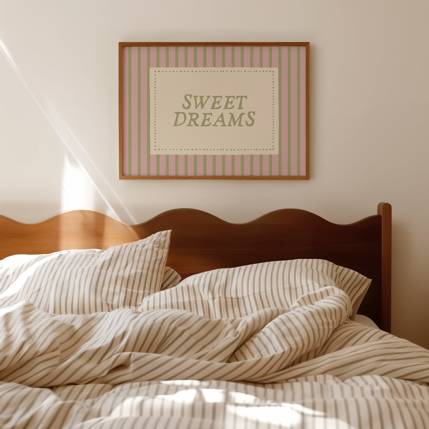 Pink Sweet Dreams Striped Art - Digital Print