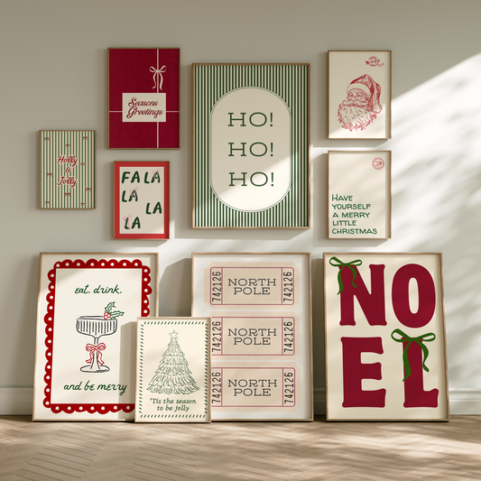 Christmas Print Set of 10 | Vintage Holiday Gallery Wall
