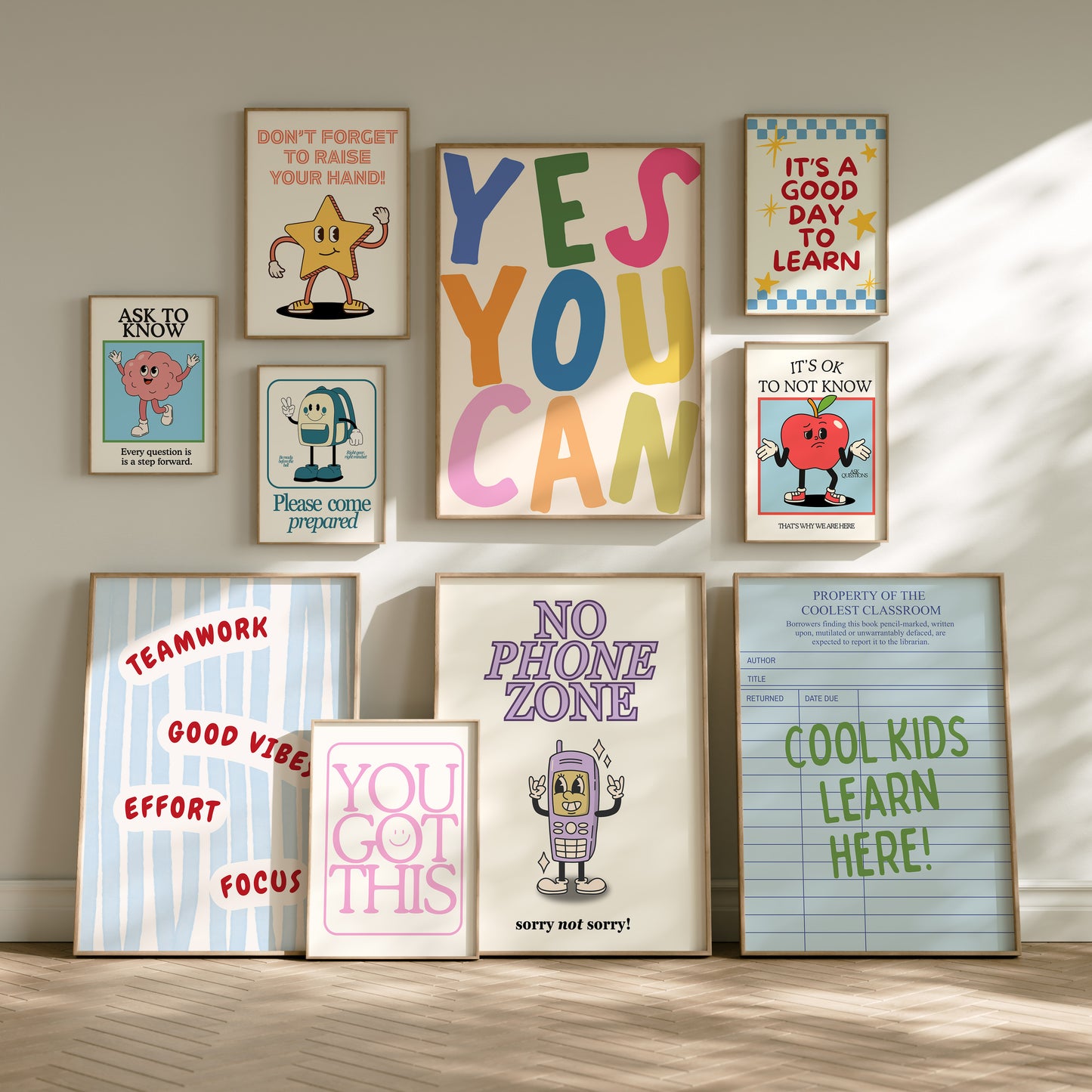 Cool Kids Classroom Rules Art Set of 10 - Digital Print
