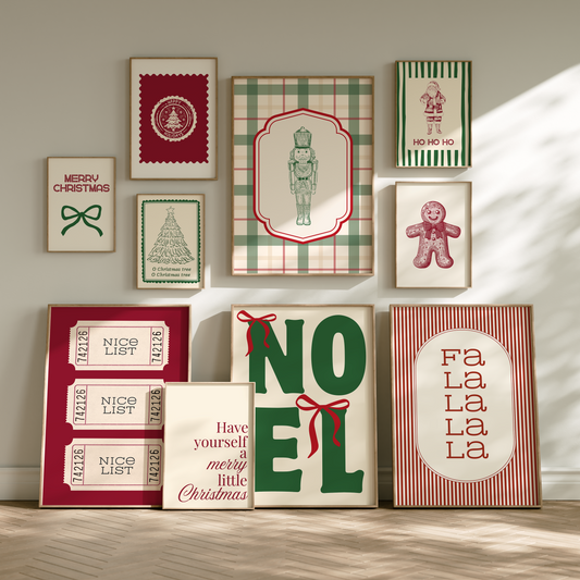 Vintage Preppy Christmas Print Set of 10